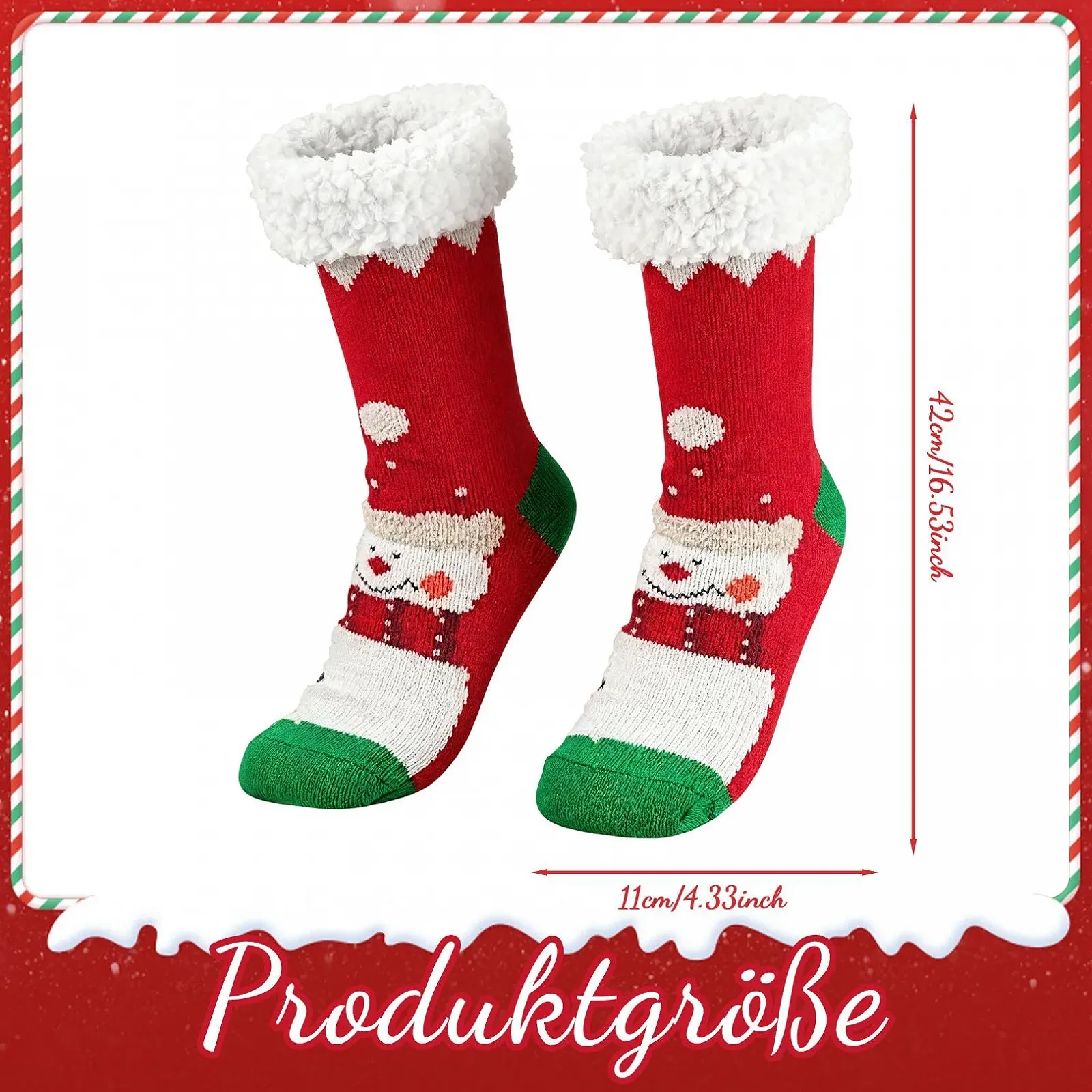 Пухнасті нековзні різдвяні шкарпетки Теплі жіночі, фото №2