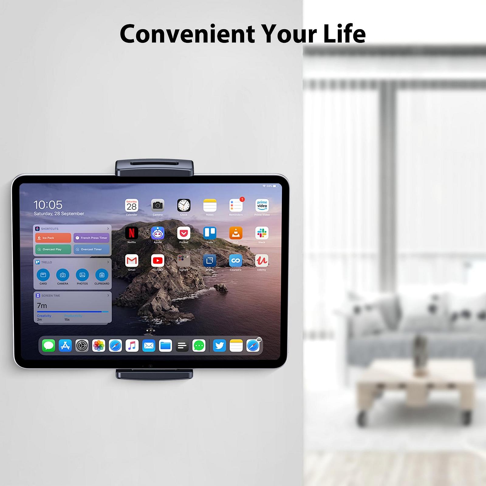 Настінне кріплення CreaDream для iPad, регульований та розширюваний алюмінієвий кронштейн, підходить для планшетів 4,7-13 дюймів, телефонів, Kindle Fire HD, Galaxy Tab, Samsung Galaxy, фото №4