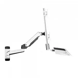 Настенная стойка для монитора, с двумя кронштейнами, двойное крепление для мониторов 15" - 24" с подставкой для клавиатуры и мыши, регулируемые кронштейны - Фото 1