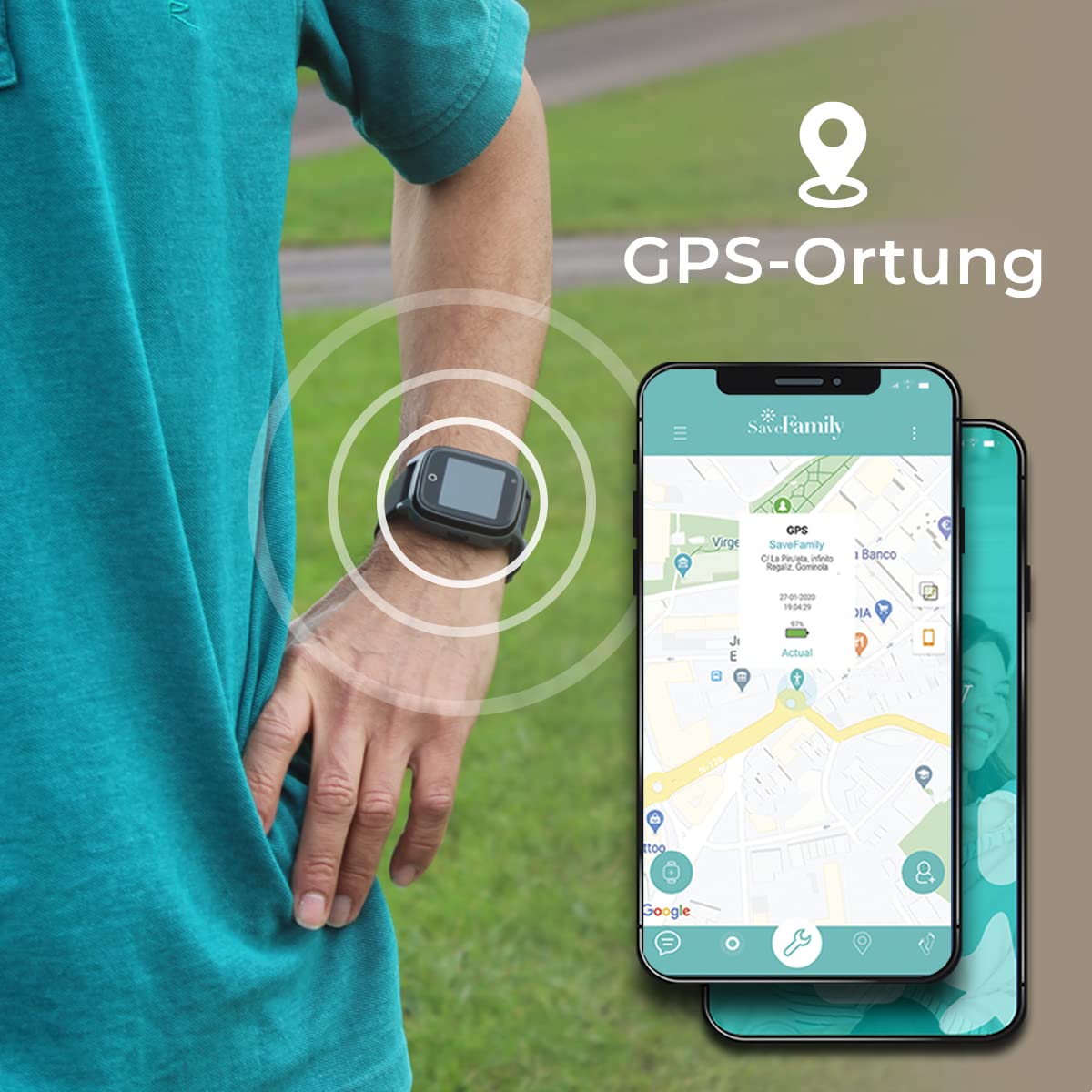 Смарт-годинник GPS трекер SaveFamily Senior Функції: Дзвінки, Екстрений виклик, Нагадування, Вимірювання пульсу, Крокомір Чорний, фото №3