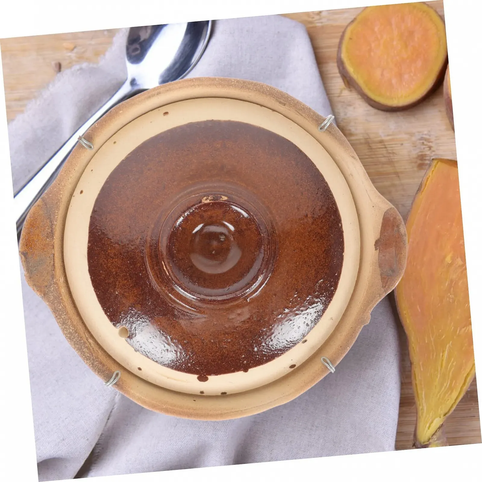 Кастрюля керамическая с ручкой и паровым отверстием в крышке для плиты, фото №4