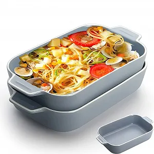 Форма для лазаньи керамическая прямоугольная с ручками 22 x 12 сантиметров Blue - Фото 1