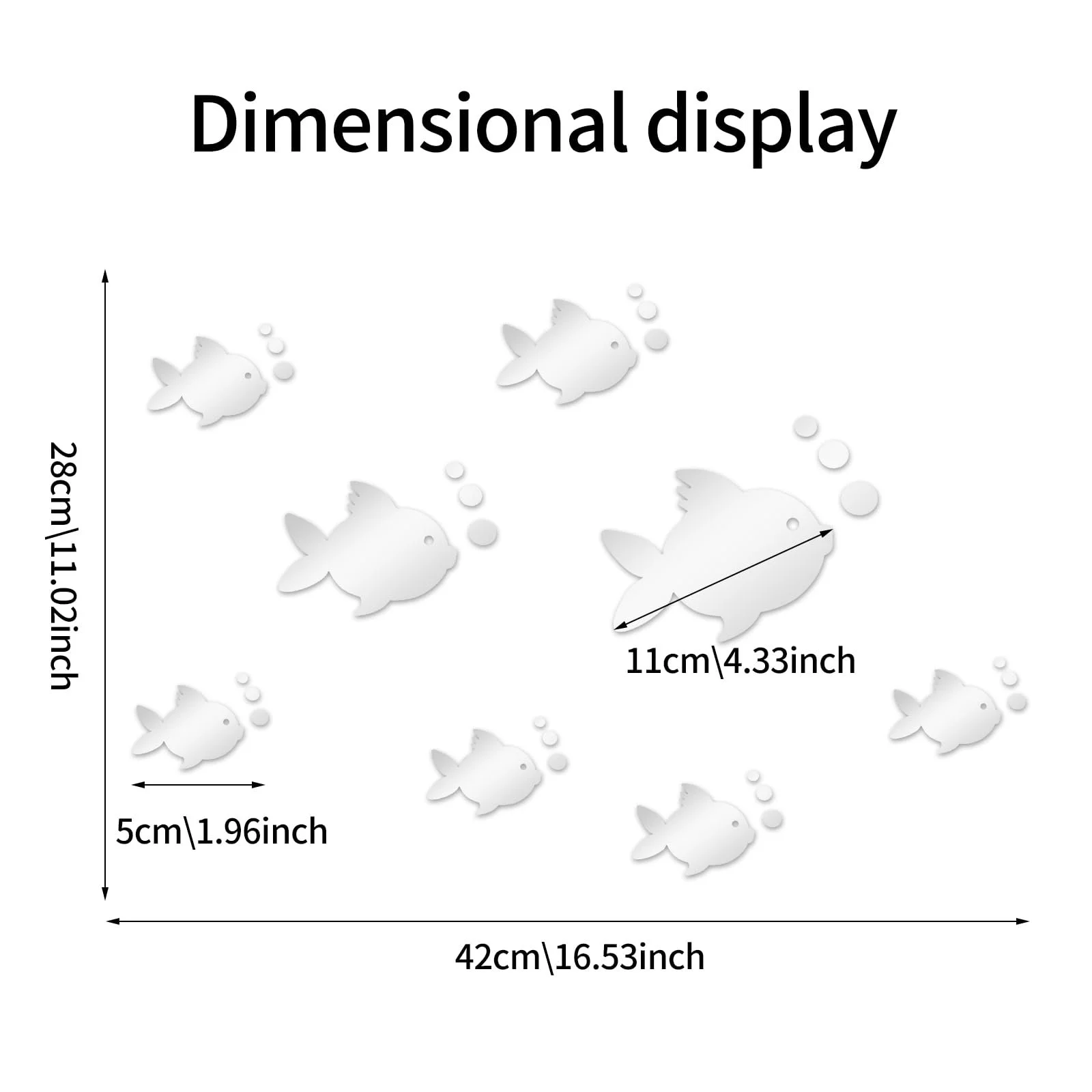 3D наклейки на стіну Acrylic Fish and Bubbles Tropical Fish Silver, фото №7