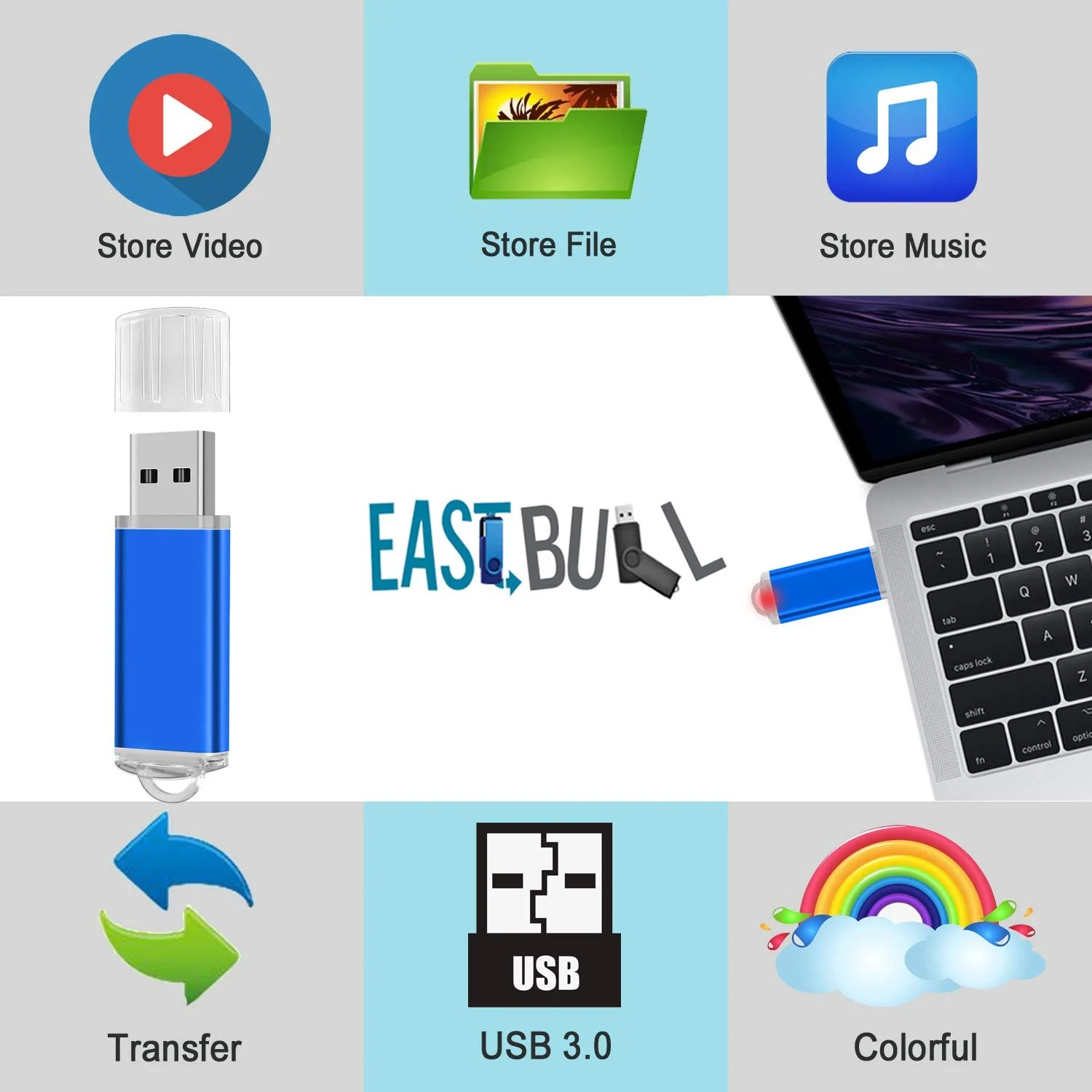 USB Stick EASTBULL 16GB USB 3.0 5 шт. Multicoloured, фото №3 USB Stick EASTBULL 16GB USB 3.0 5 шт. Multicoloured, фото №3