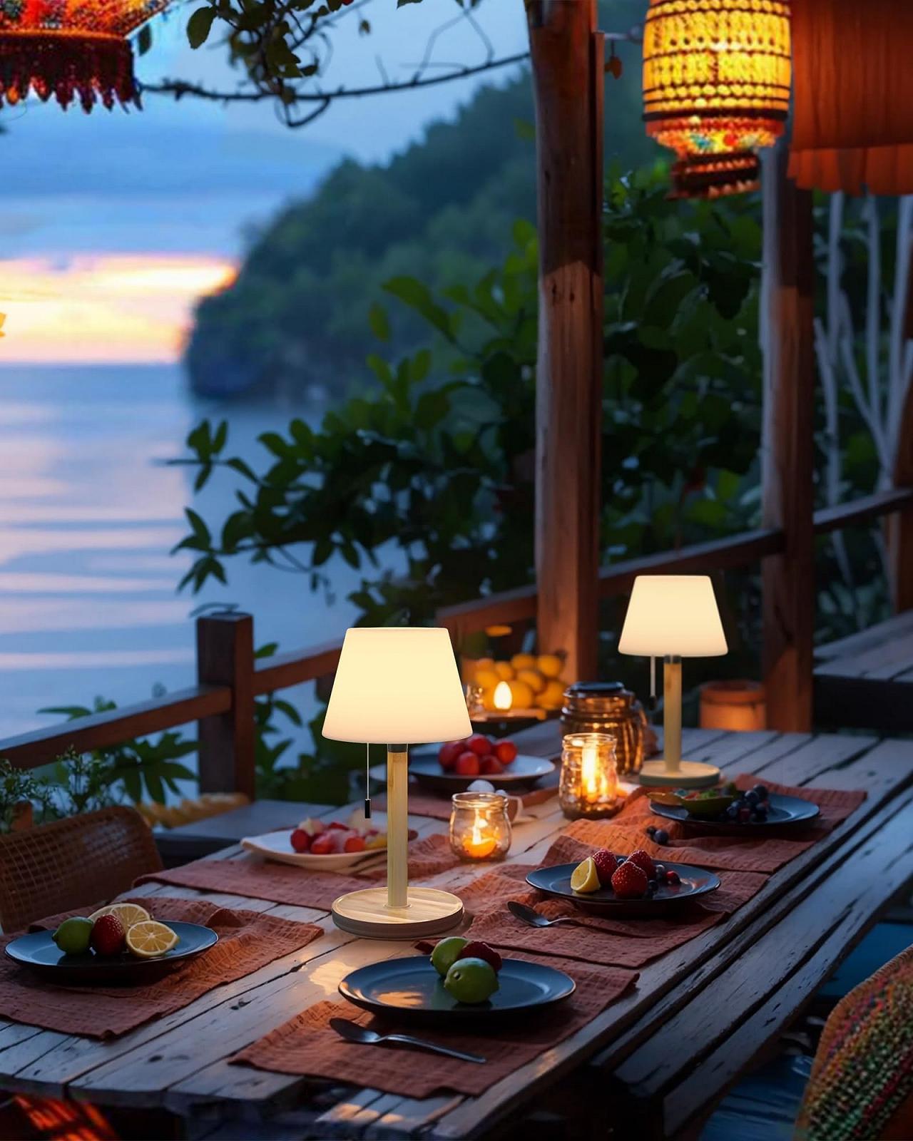 Настільна лампа Egobasic акумуляторна IP54 з мотузковим вимикачем 3 режими 30 см, фото №5