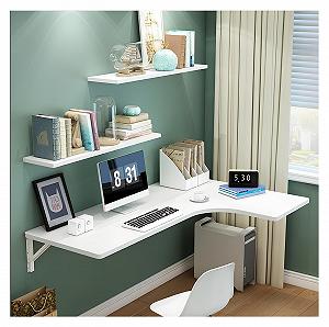 Настенный столик для ноутбука, деревянный складной стол, стол Мёрфи, складной стол, компактный настенный стол, откидной настенный стол, белый 90 x 60 x 40 см - Фото 1