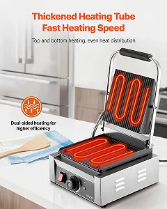 Контактний гриль VEVOR Commercial Panini Grill 1800 Вт для сендвічів, стейків, бекону, гамбургерів synthetic.ua - Фото 1
