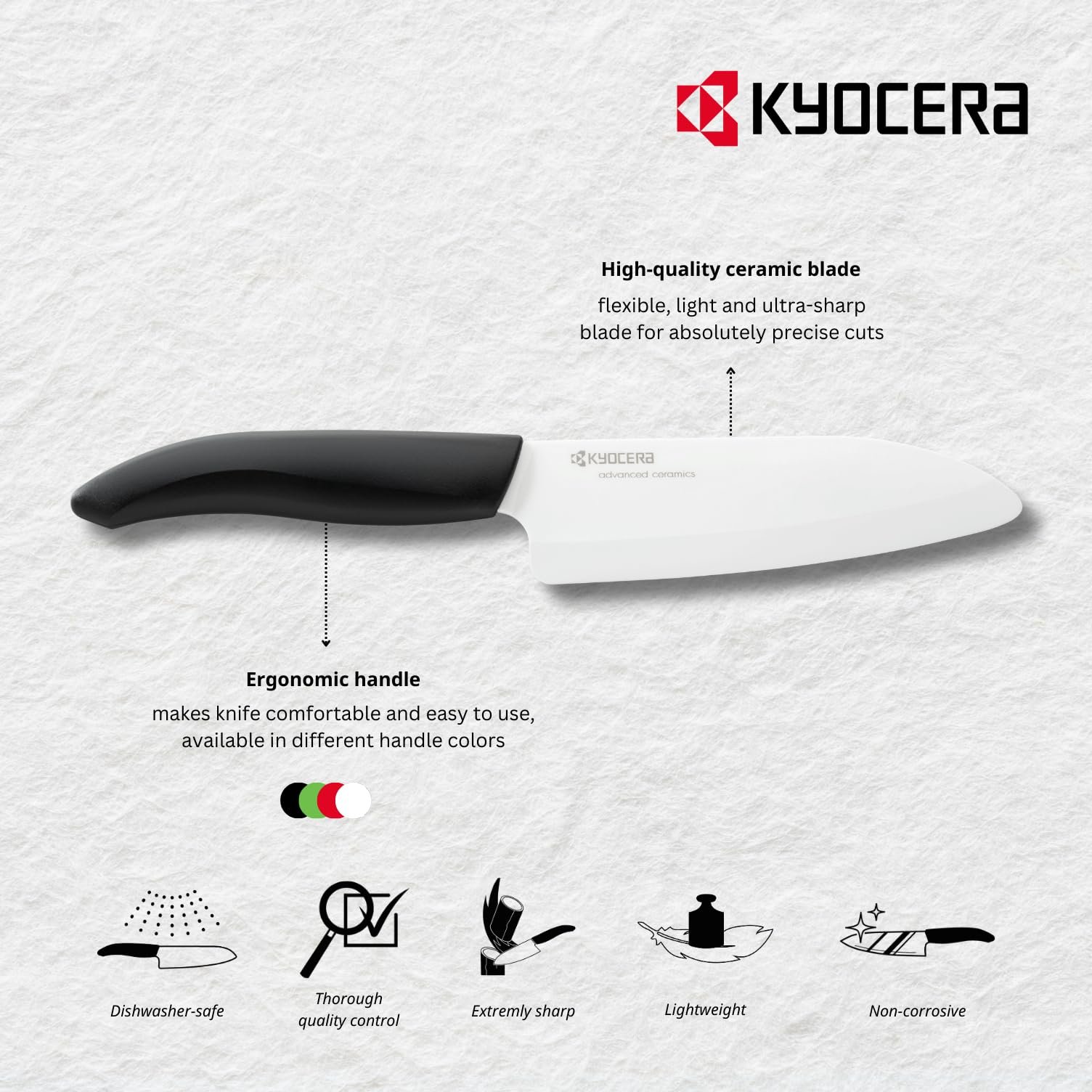Набор ножей Kyocera Soft-Touch, до 8 ножей, с 4 керамическими ножами GEN, нож сантоку, нож универсальный, нож для овощей, нож для чистки овощей, круглый блок для ножей из пластика и нержавеющей стали, черный, фото №3