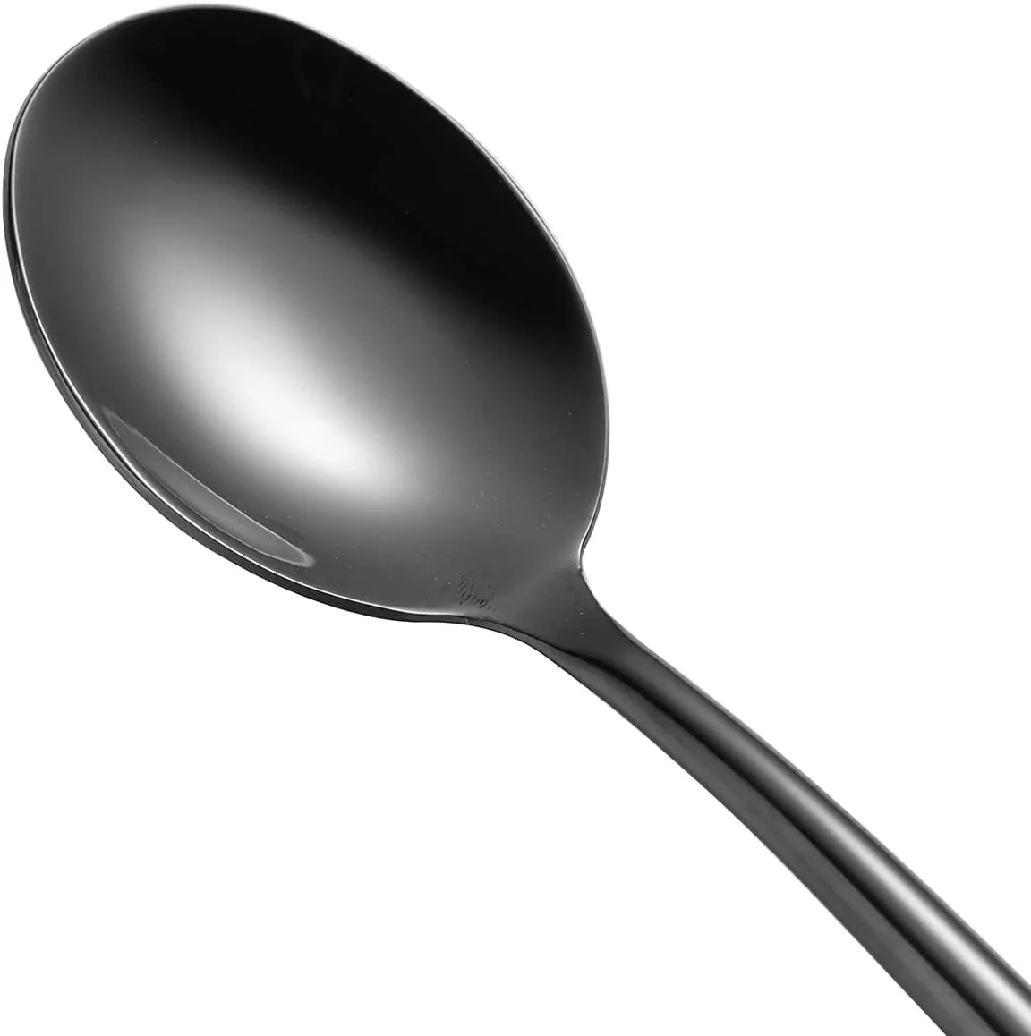 Ложка для супу з довгою ручкою Korean, сталева, набір 4 шт, 21.6 x 3.8 см, чорний, фото №4