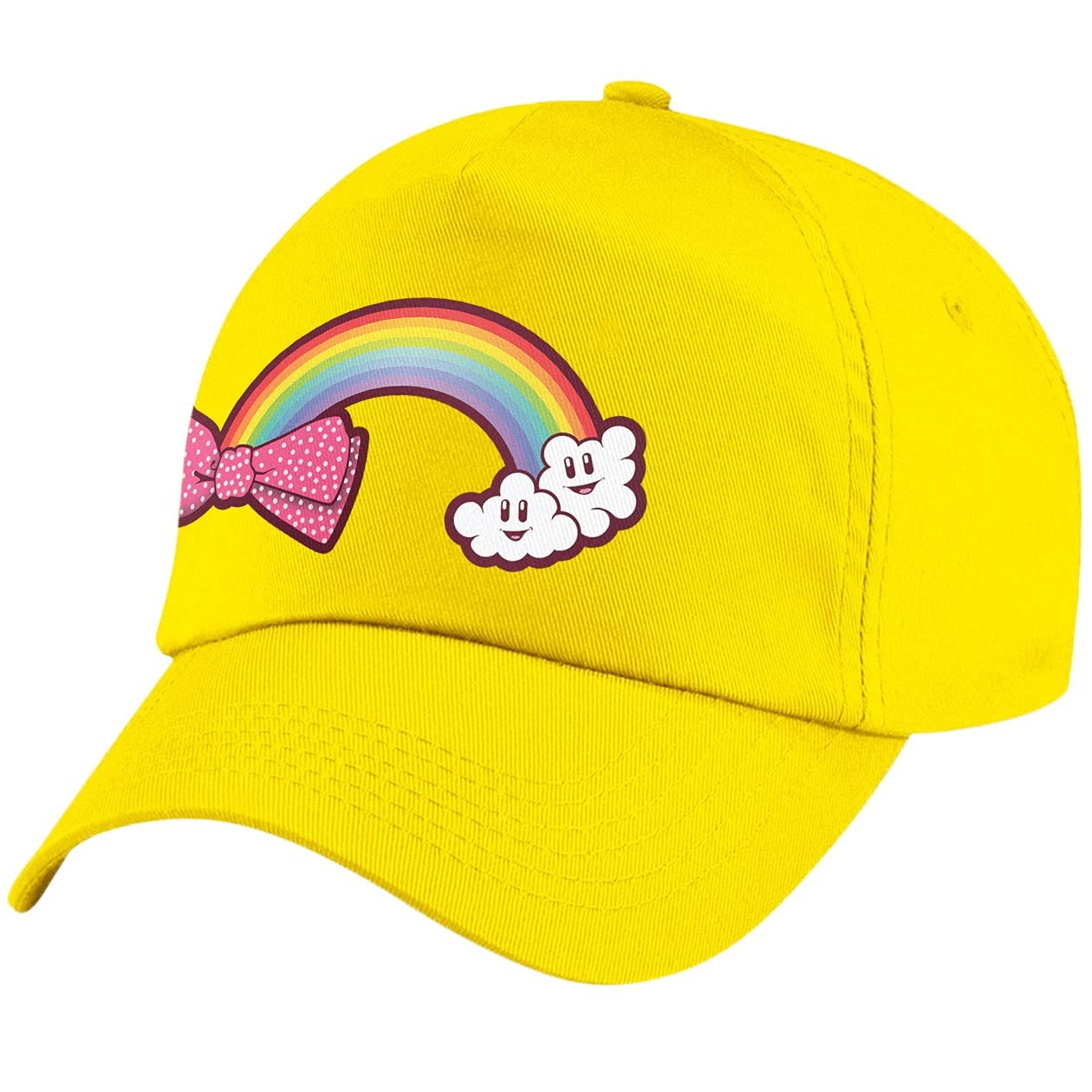 Бейсболка L4 райдужна в рожевий горошок з бантом дитяча, фото №1