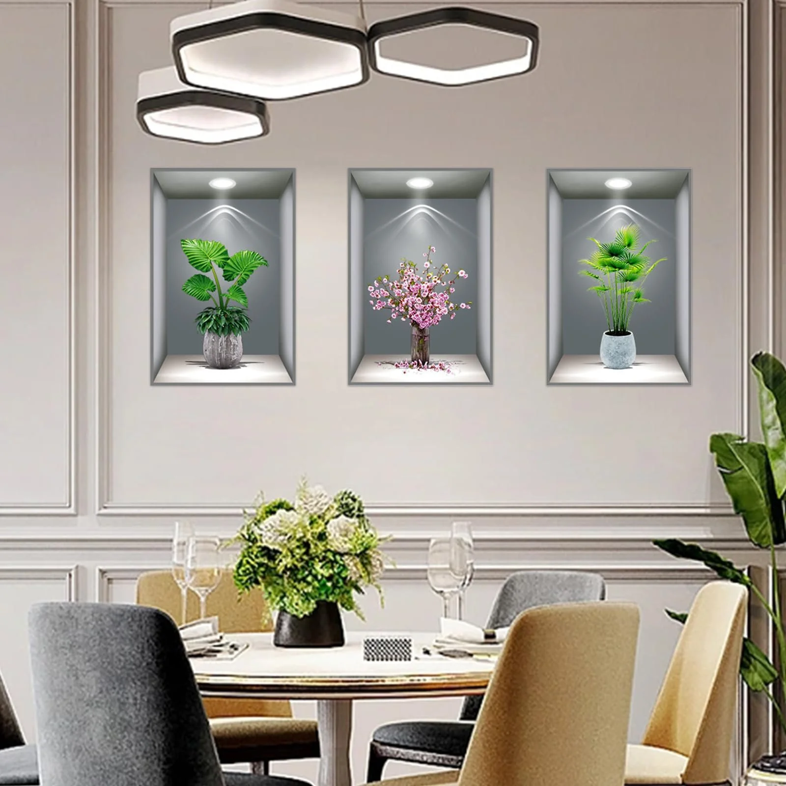 Набір наклейок на стіну 3D Vases Green Plant 30 x 45 см 3 шт, фото №6 Набір наклейок на стіну 3D Vases Green Plant 30 x 45 см 3 шт, фото №6