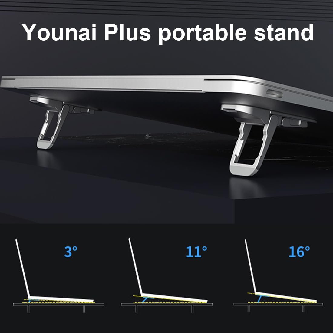 Подставка для ноутбука Мини (4 шт.) Металл, складная, регулируемая, противоскользящая, фото №5