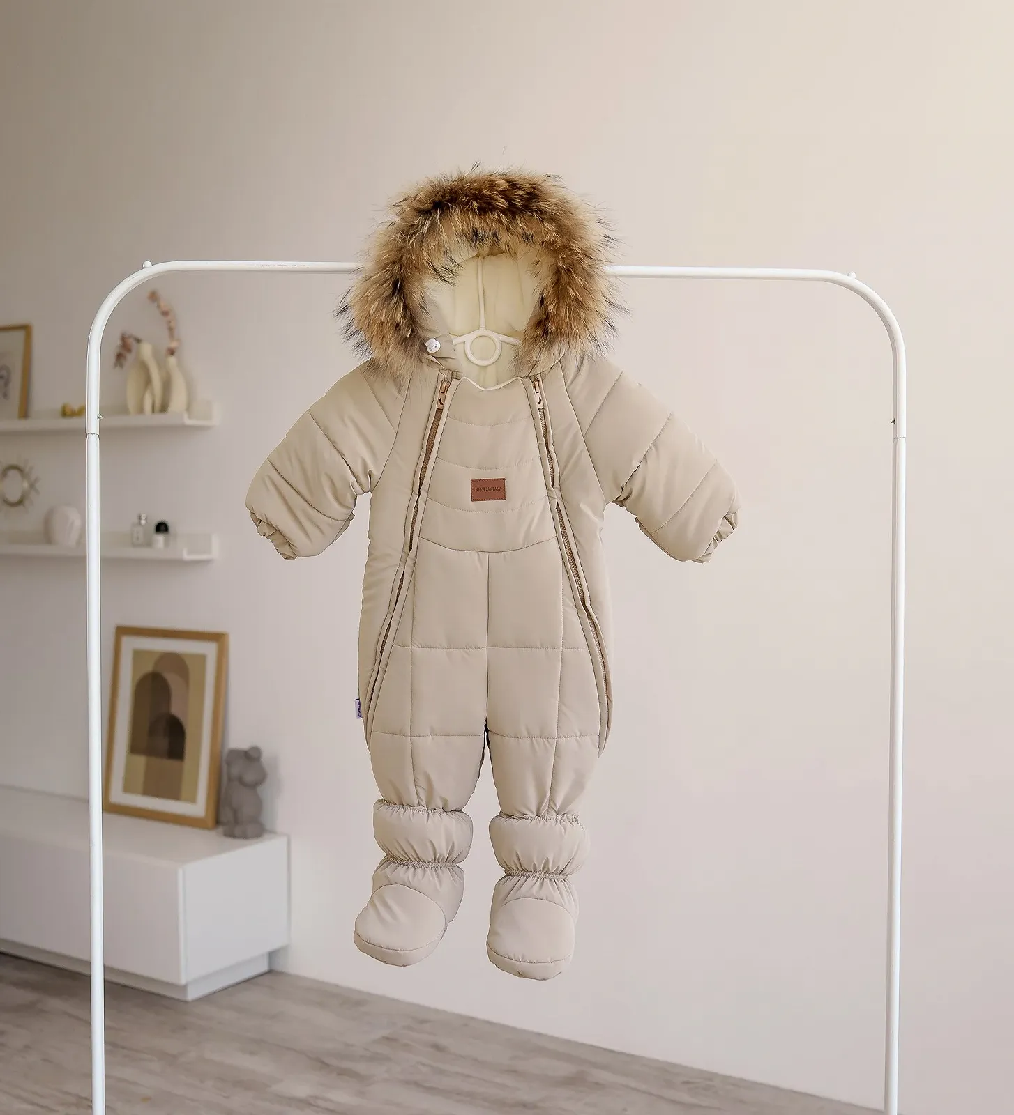 Зимовий комбінезон 74. 80. 86 р Сніжок бежевий, фото №1