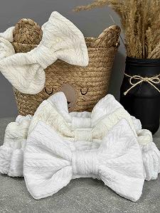 Бант с резинкой на конверт Косичка Белый - Фото 1