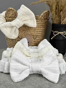 Бант с резинкой на конверт Косичка Белый - Фото 1