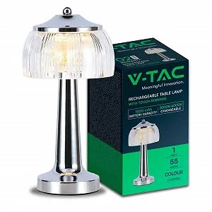 Настільна лампа V-TAC Акумуляторна IP20 1 Вт 55 лм 3-в-1 Хром - Фото 1