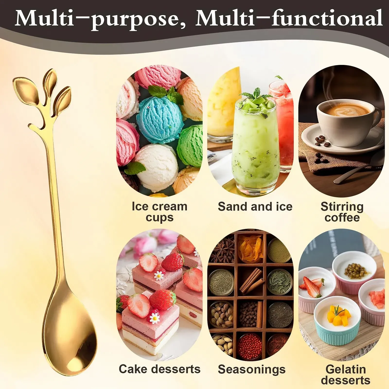 Ложка Кавова з нержавіючої сталі Лист, Паковання 12 штук, Форма Листка, фото №6