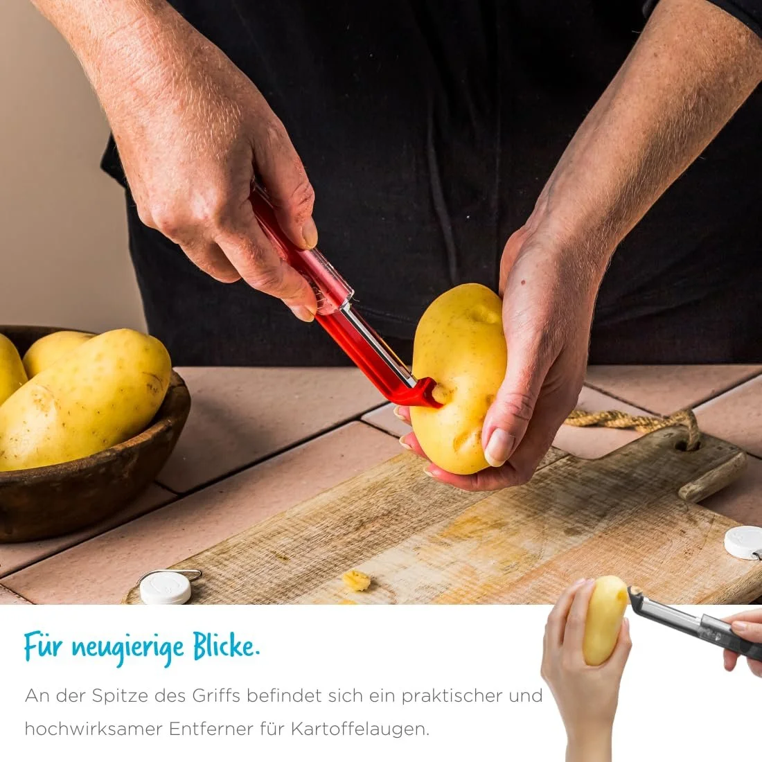 Овочечистка  Dreamfarm SHARPLE Червона з керамічним точилом з японської нержавіючої сталі, фото №8