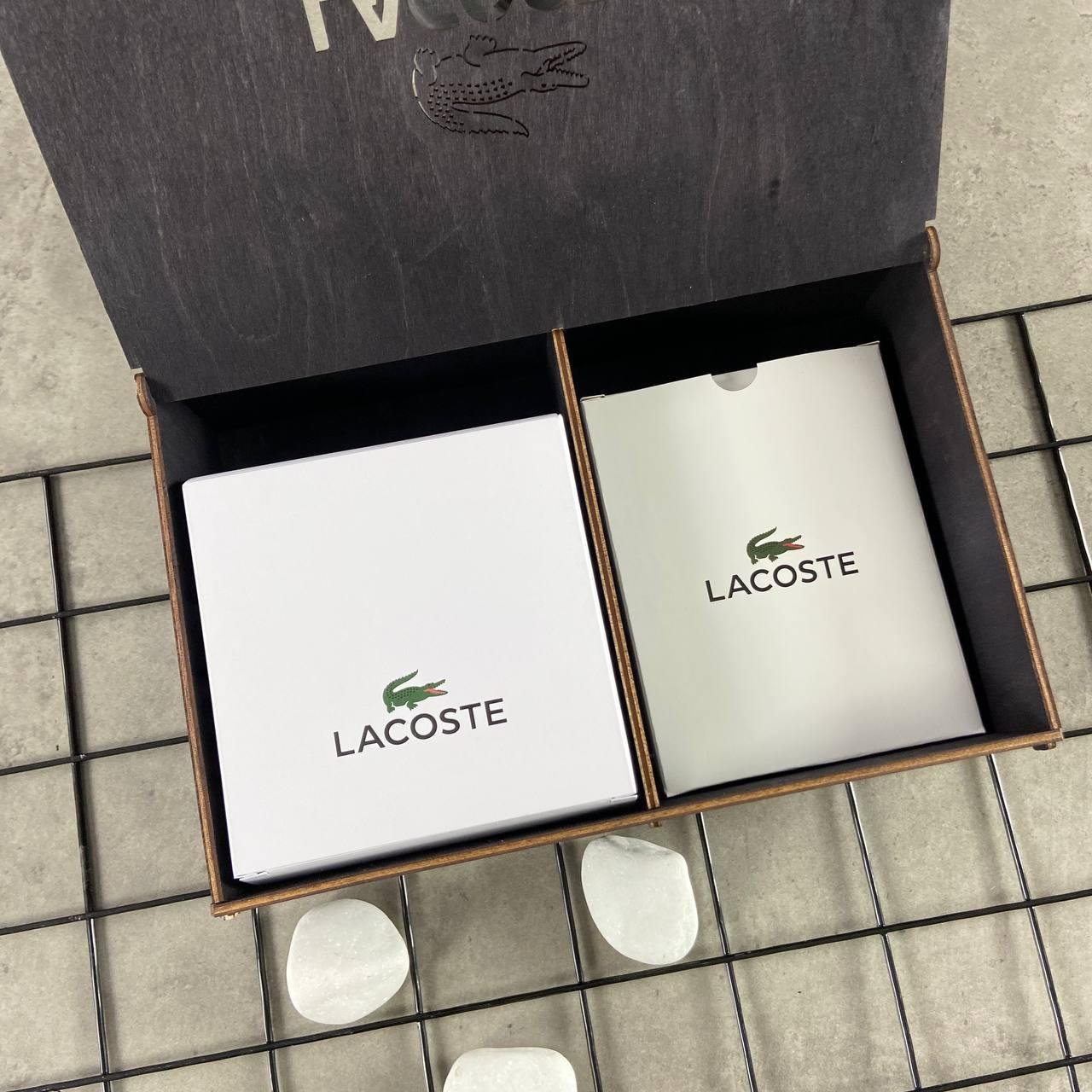 Чоловічий подарунковий набір Lacoste (Ремінь + Гаманець), фото №4