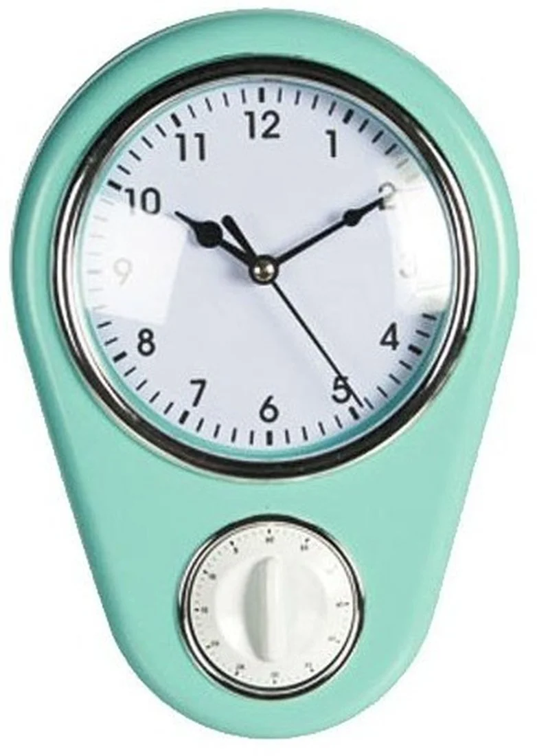 Годинник кухонний Vintage Retro 50s настінний з таймером для яєць різнокольоровий, фото №6