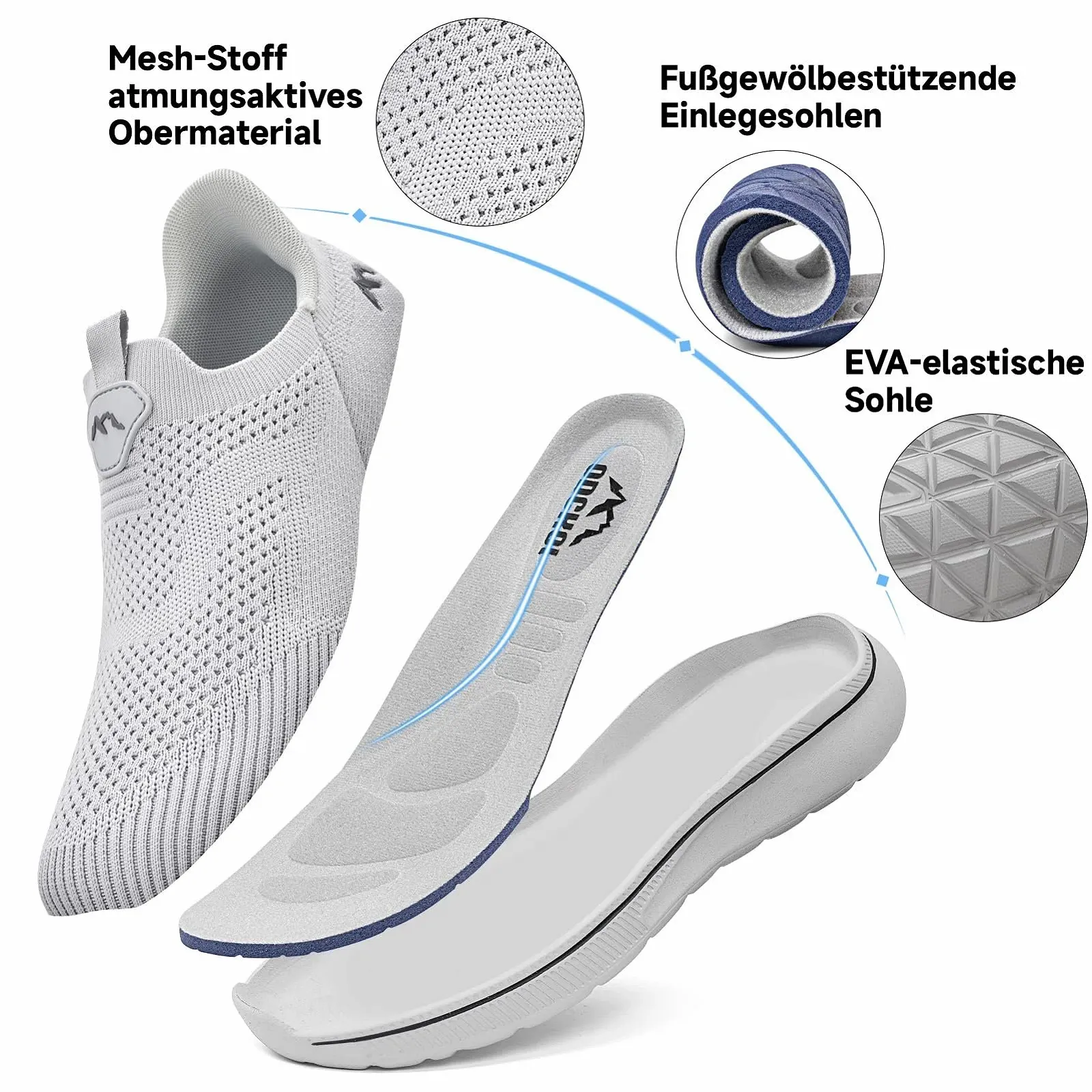 Кросівки ODCKOI Без шнурків Чоловічі Сірий, фото №3