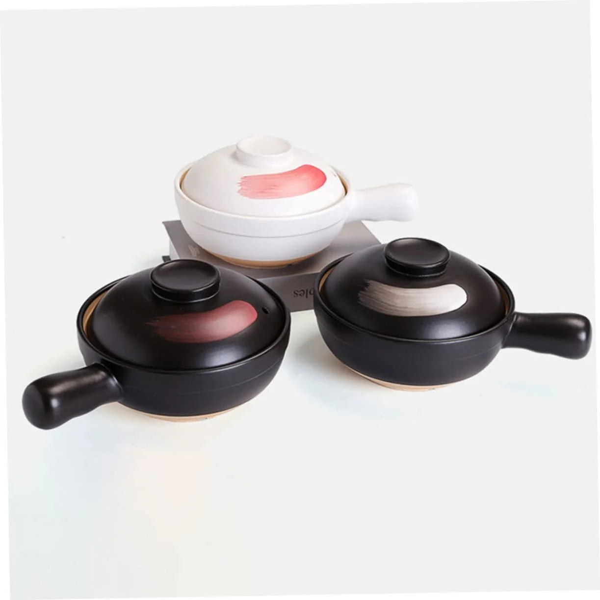 Ківш з кришкою глиняний з ручкою для плити, фото №4