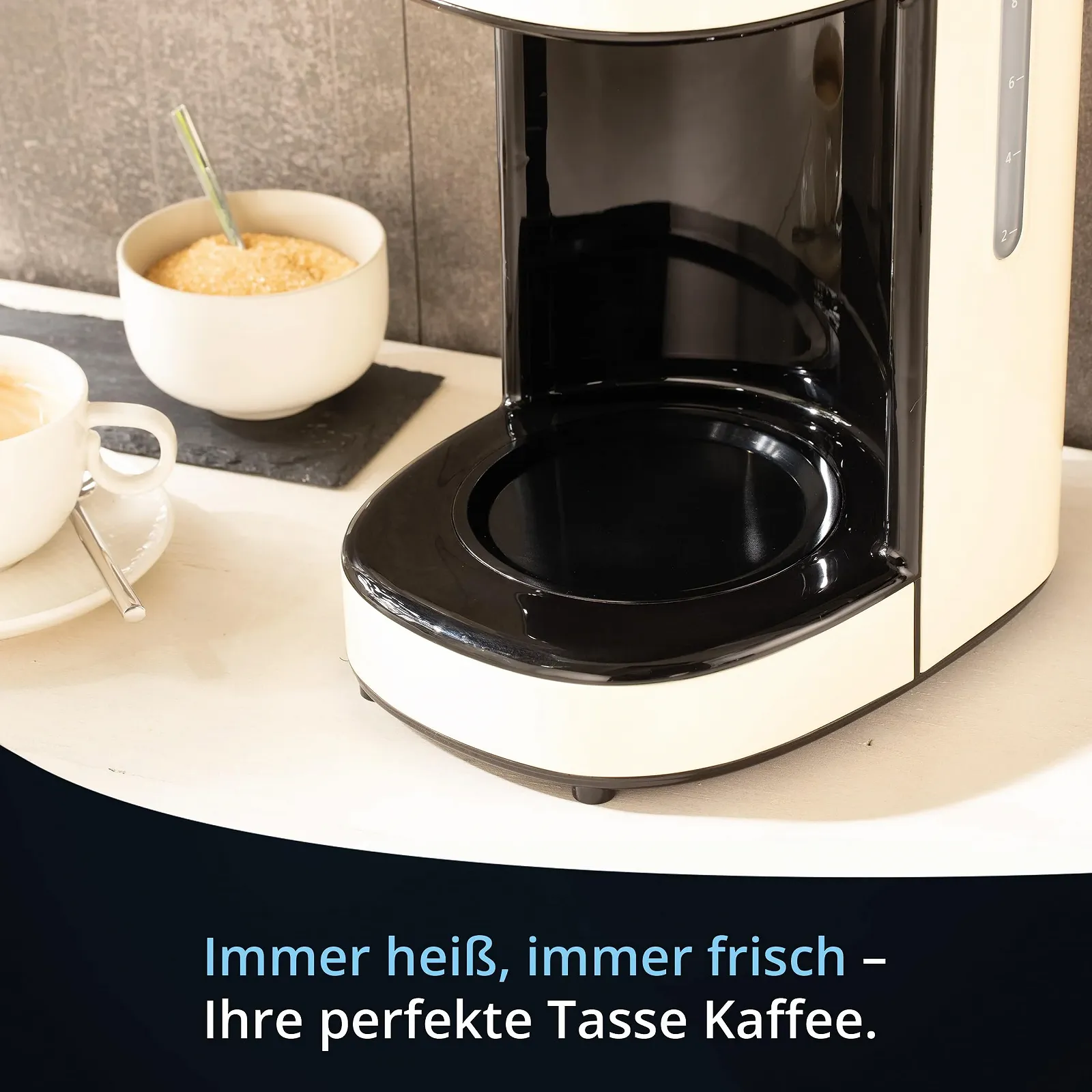 Капельная кофеварка KHG TKA-182 (CE) на 12 чашек с термокувшином из нержавеющей стали 1.5 л многоразовый фильтр автоматическое выключение LCD-дисплей Cream/Black/Silver, фото №6