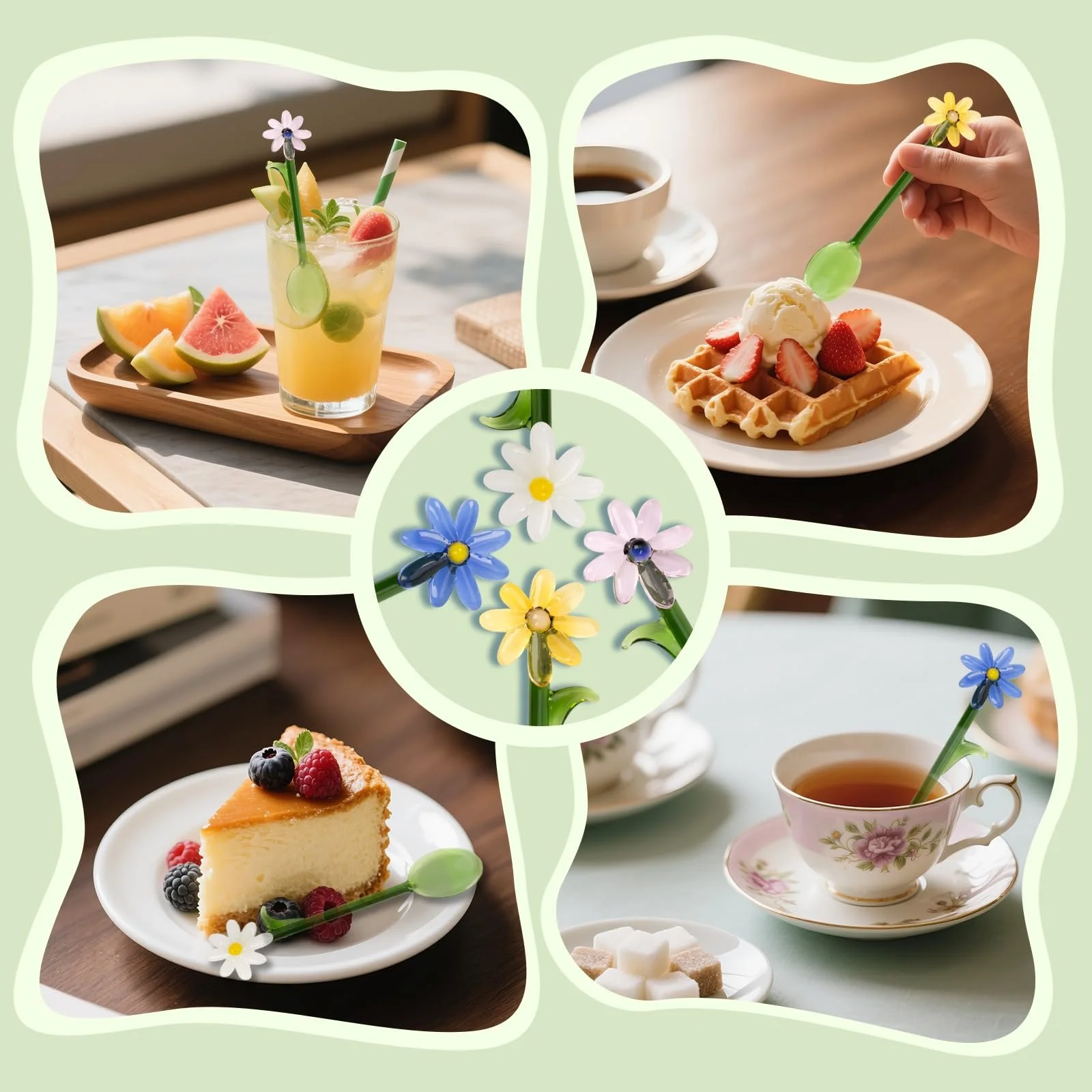 Ложка скляна Квітка 15 см, прозора, кольорова, з довгою ручкою для змішування кави, для коктейлів, для дому, бару та вечірок, набір 4 шт, фото №7 Ложка скляна Квітка 15 см, прозора, кольорова, з довгою ручкою для змішування кави, для коктейлів, для дому, бару та вечірок, набір 4 шт, фото №7