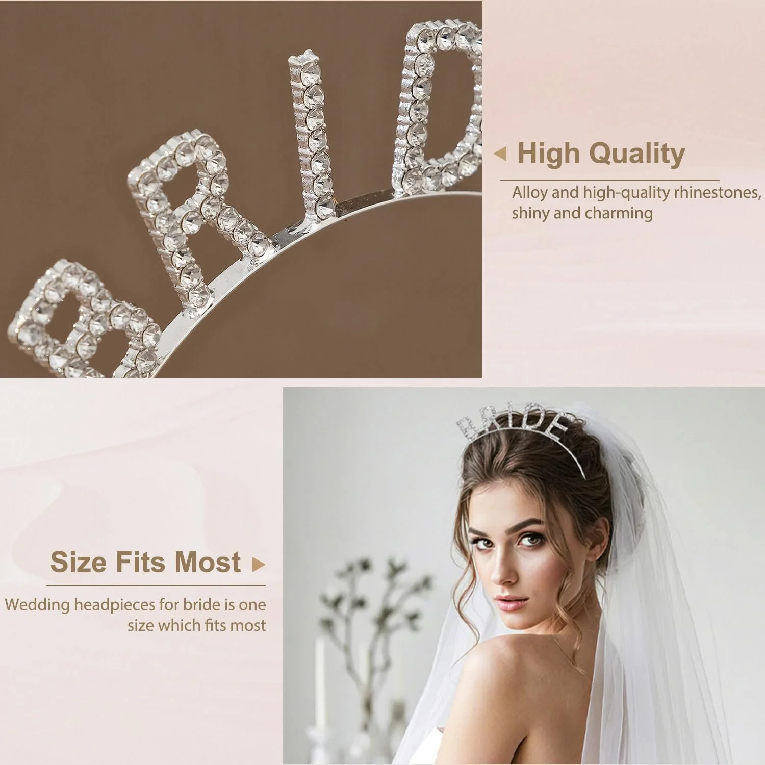 Обруч Невесты Элегантный Серебристый, фото №4 Обруч Невесты Элегантный Серебристый, фото №4