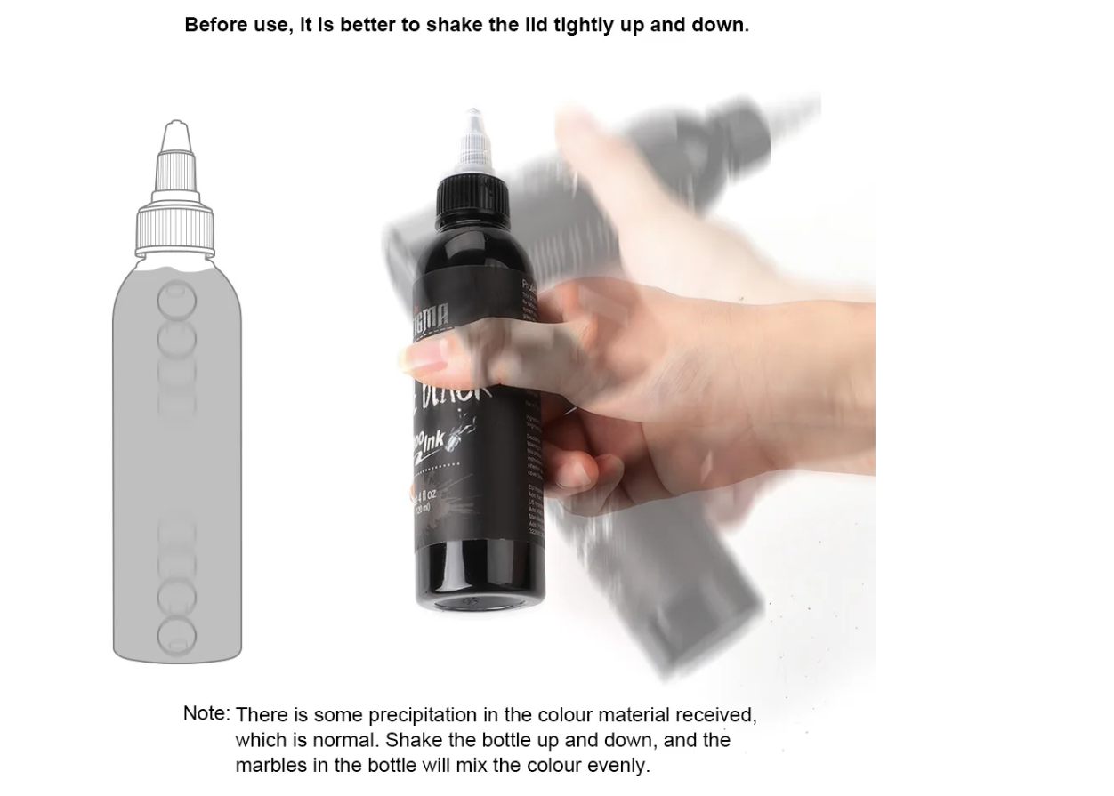 Краска черная Tattoo Ink Stigma Dark Black для тату мастера пигмент татуировок 120 ml, фото №4