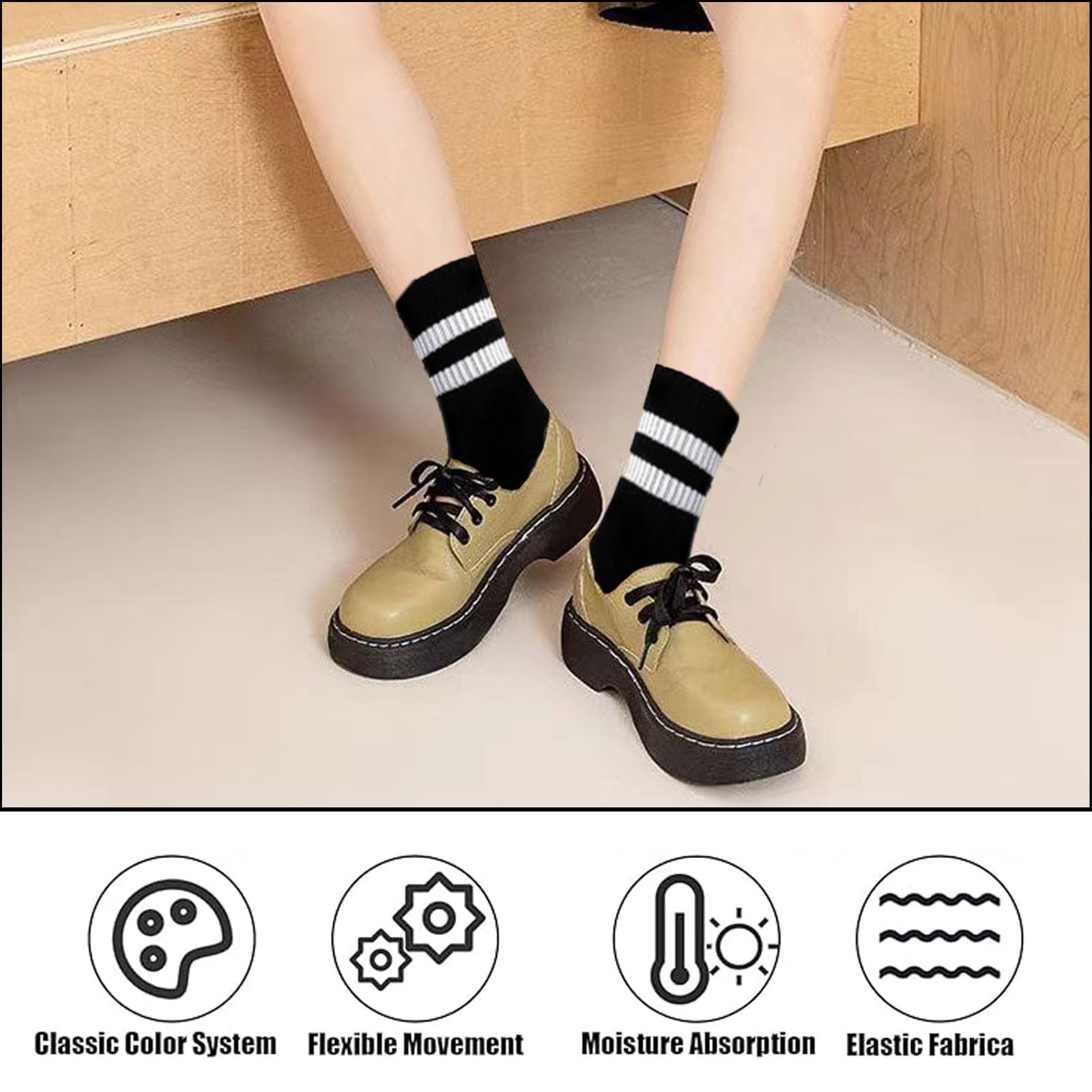 Шкарпетки тенісні 8 пар Жіночі 39-42 Бавовняні Смугасті Білі (4 пари чорні + 4 пари білі), фото №4