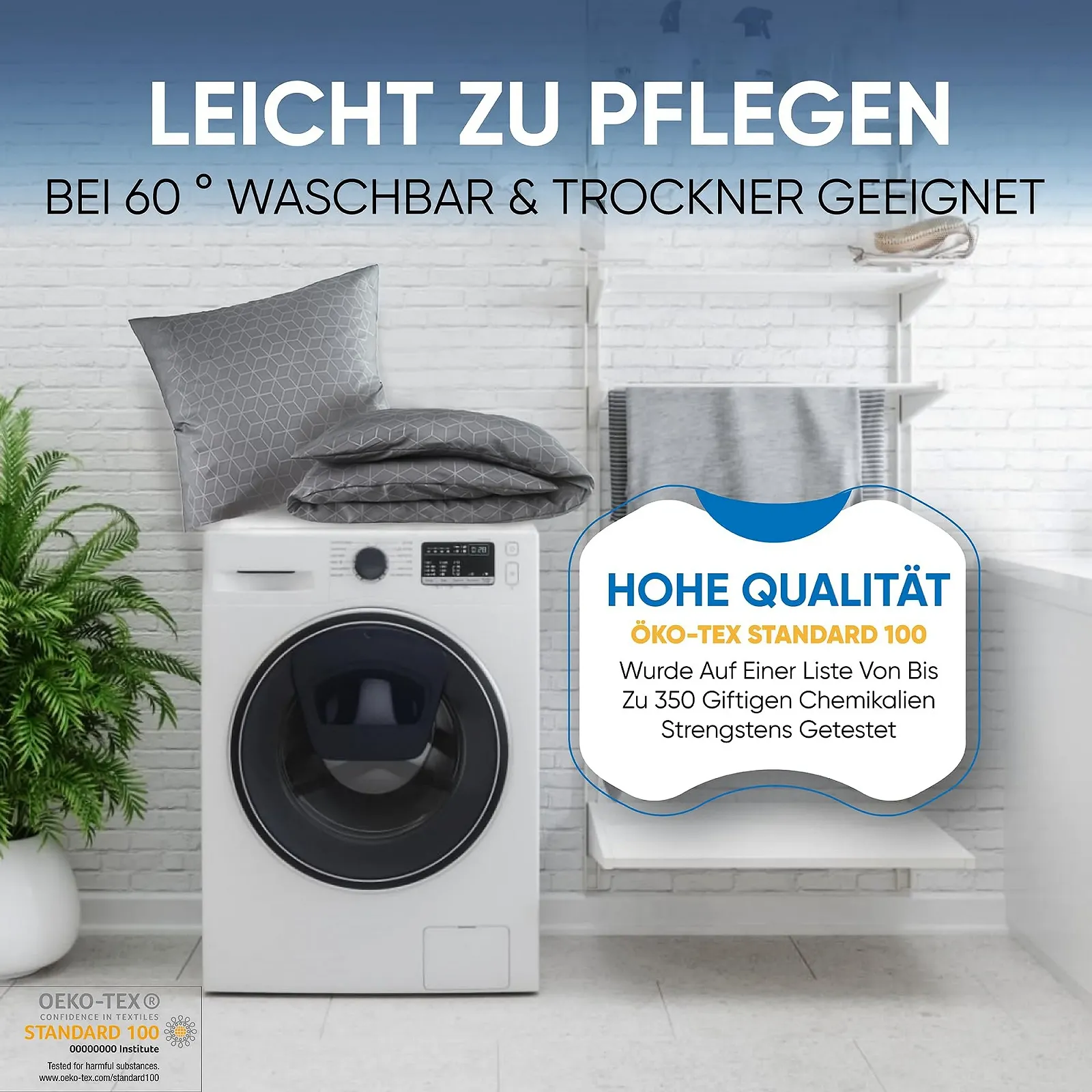 Комплект постільної білизни MALIKA з тисненим принтом 135 x 200 см 4 предмети ÖkoTex для алергіків 2 підковдри 135 x 200 см та 2 наволочки 80 x 80 см, фото №6