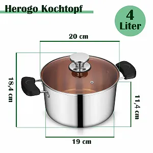 Кастрюля Herogo 20 см, кастрюля из нержавеющей стали со стеклянной крышкой, 4 литра, для всех плит цена на synthetic.ua - Фото 1 Кастрюля Herogo 20 см, кастрюля из нержавеющей стали со стеклянной крышкой, 4 литра, для всех плит synthetic.ua - Фото 1
