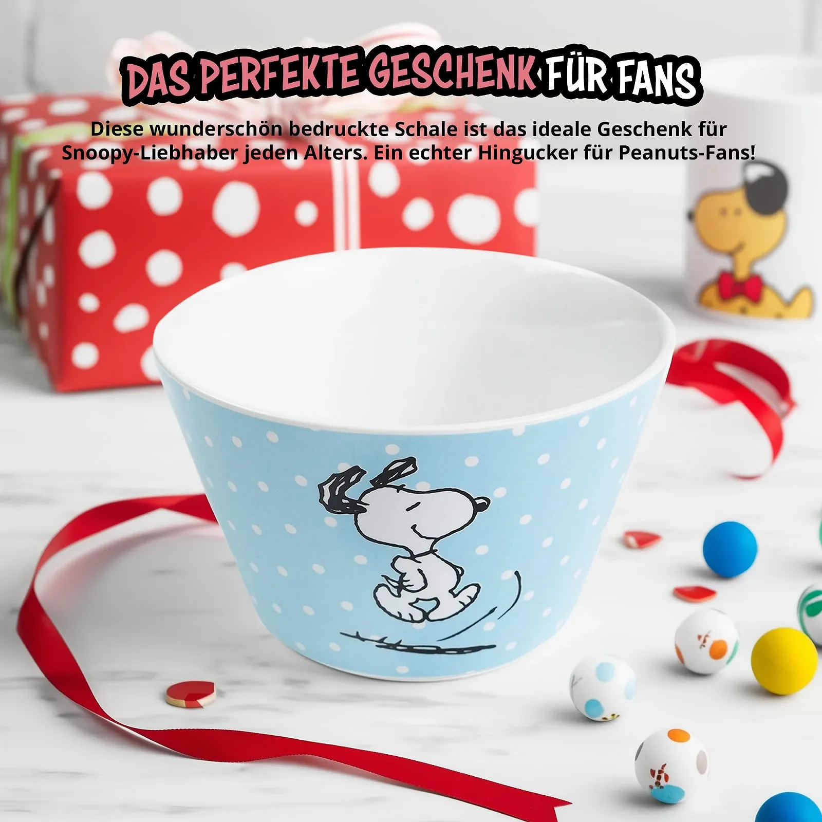 Миска United Labels The Peanuts Snoopy 500 мл, синяя в горошек, фото №4