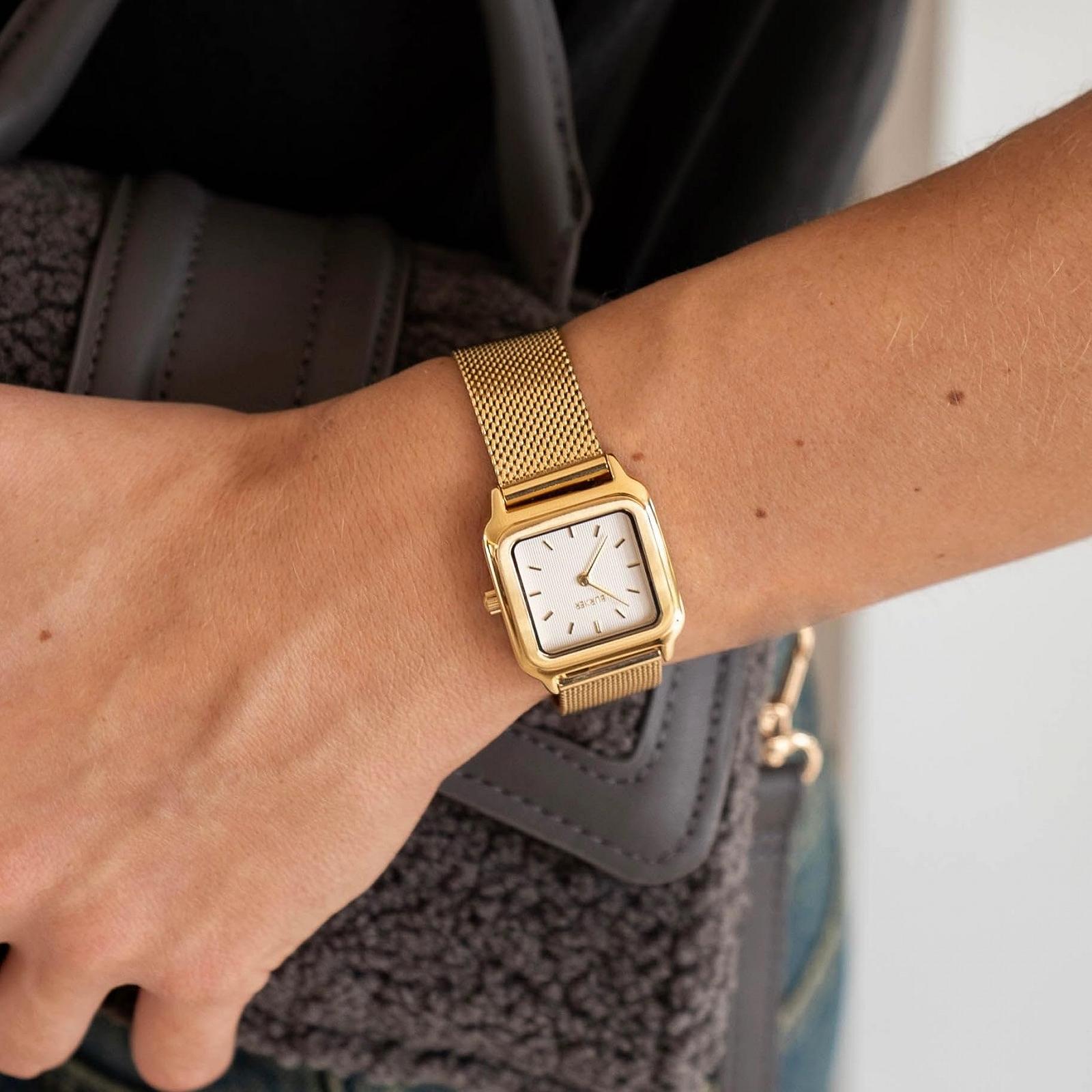 Жіночий годинник BURKER Квадратний Золотий, фото №6
