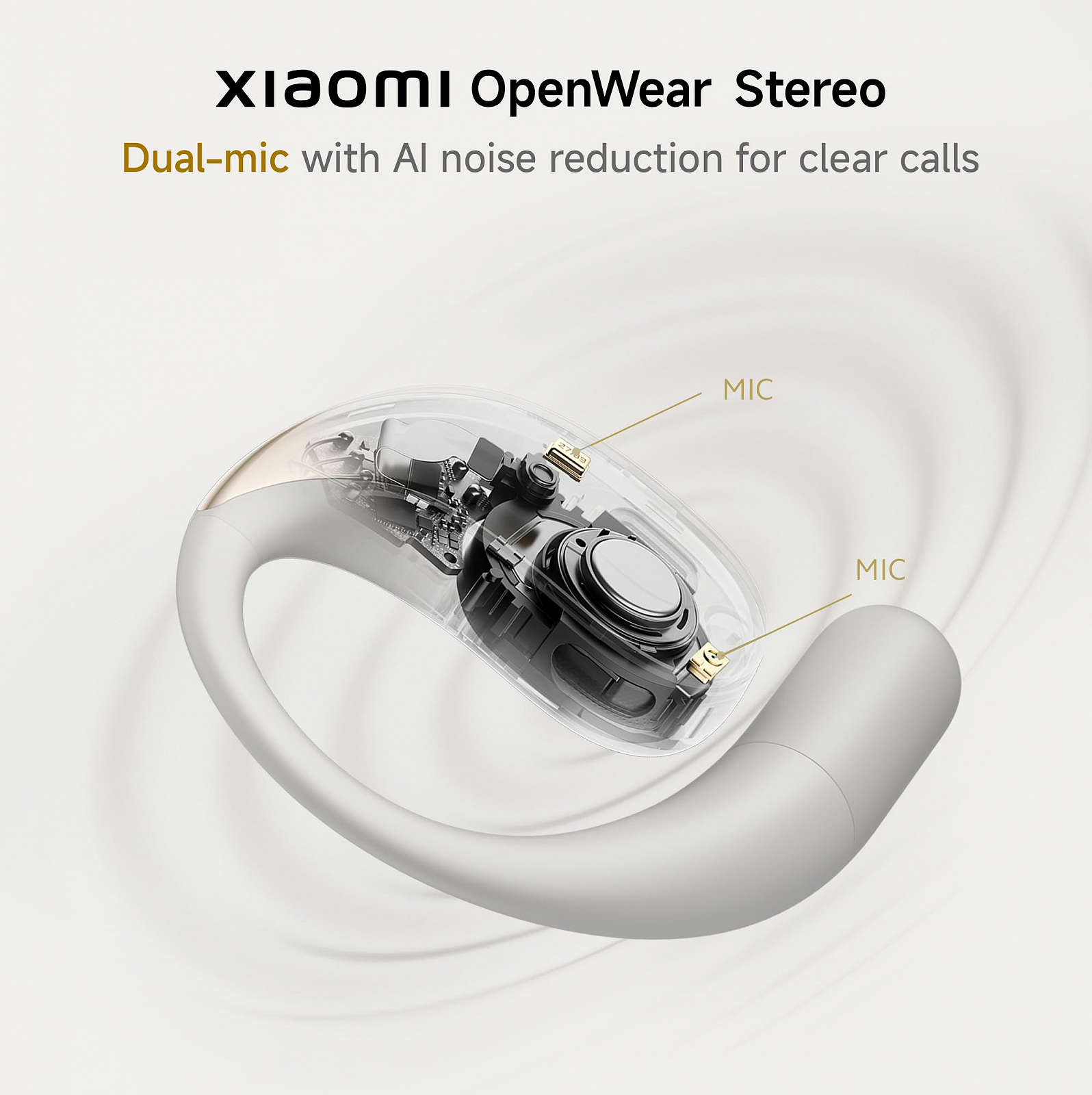 Бездротові навушники Xiaomi OpenWear Stereo / Bluetooth 5.3 / Активне шумозаглушення / ANC / ENC / LHDC, AAC, SBC / Вологозахист IP54 / Швидка зарядка / Пісочний бежевий, фото №6 Бездротові навушники Xiaomi OpenWear Stereo / Bluetooth 5.3 / Активне шумозаглушення / ANC / ENC / LHDC, AAC, SBC / Вологозахист IP54 / Швидка зарядка / Пісочний бежевий, фото №6