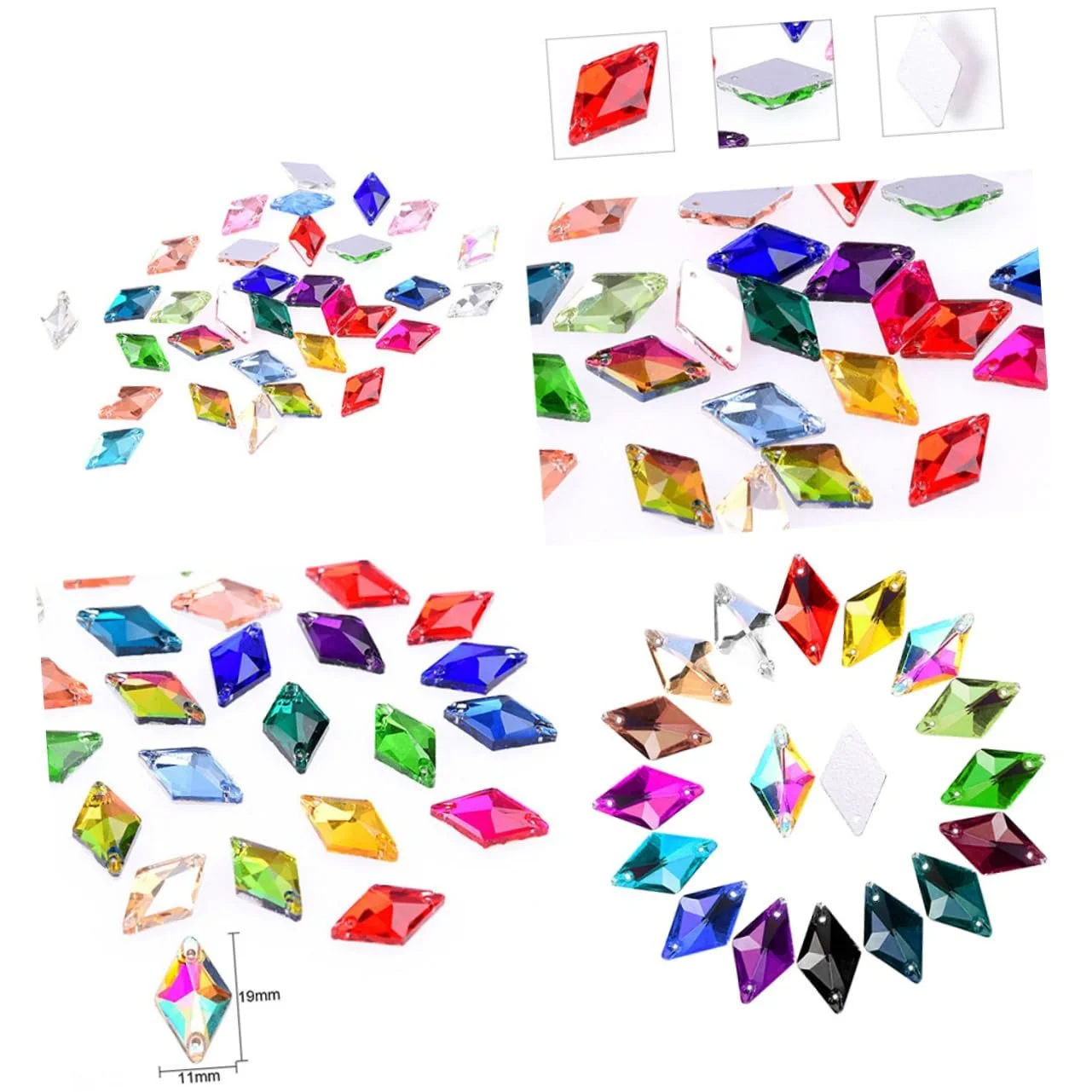 Кришталеві намистини ромбовидної форми, 84 шт, для прикрас, весільних суконь, сумок, різних кольорів, високоякісні, фото №5