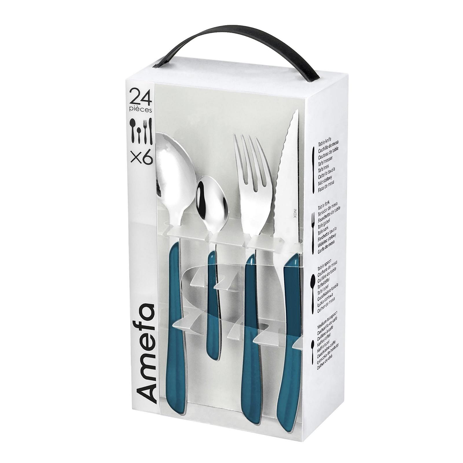 Набор столовых приборов Amefa Eclat на 6 персон, 24 предмета, утиный синий, фото №5 Набор столовых приборов Amefa Eclat на 6 персон, 24 предмета, утиный синий, фото №5