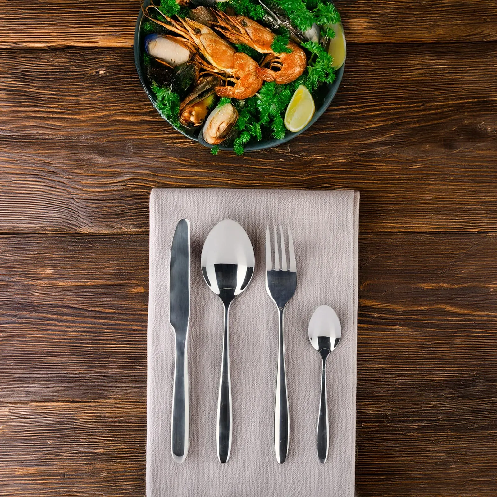 Набір столових приборів Well Home 24 предмети нержавіюча сталь срібне покриття, фото №3