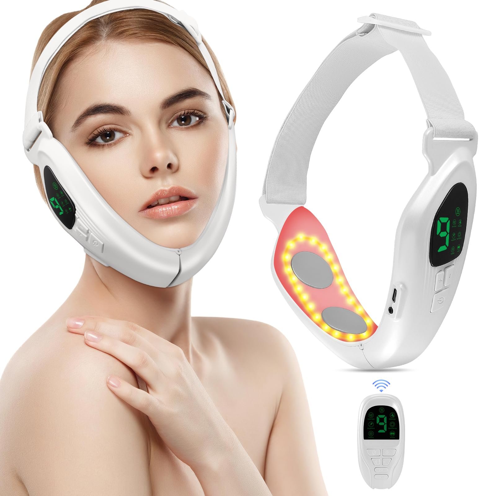 Електричний V-подібний масажер для формування обличчя EMS Gua Sha з дисплеєм, масажер для обличчя для видалення подвійного підборіддя з 6 EMS і 18 рівнями інтенсивності проти зморшок, для поліпшення, фото №8