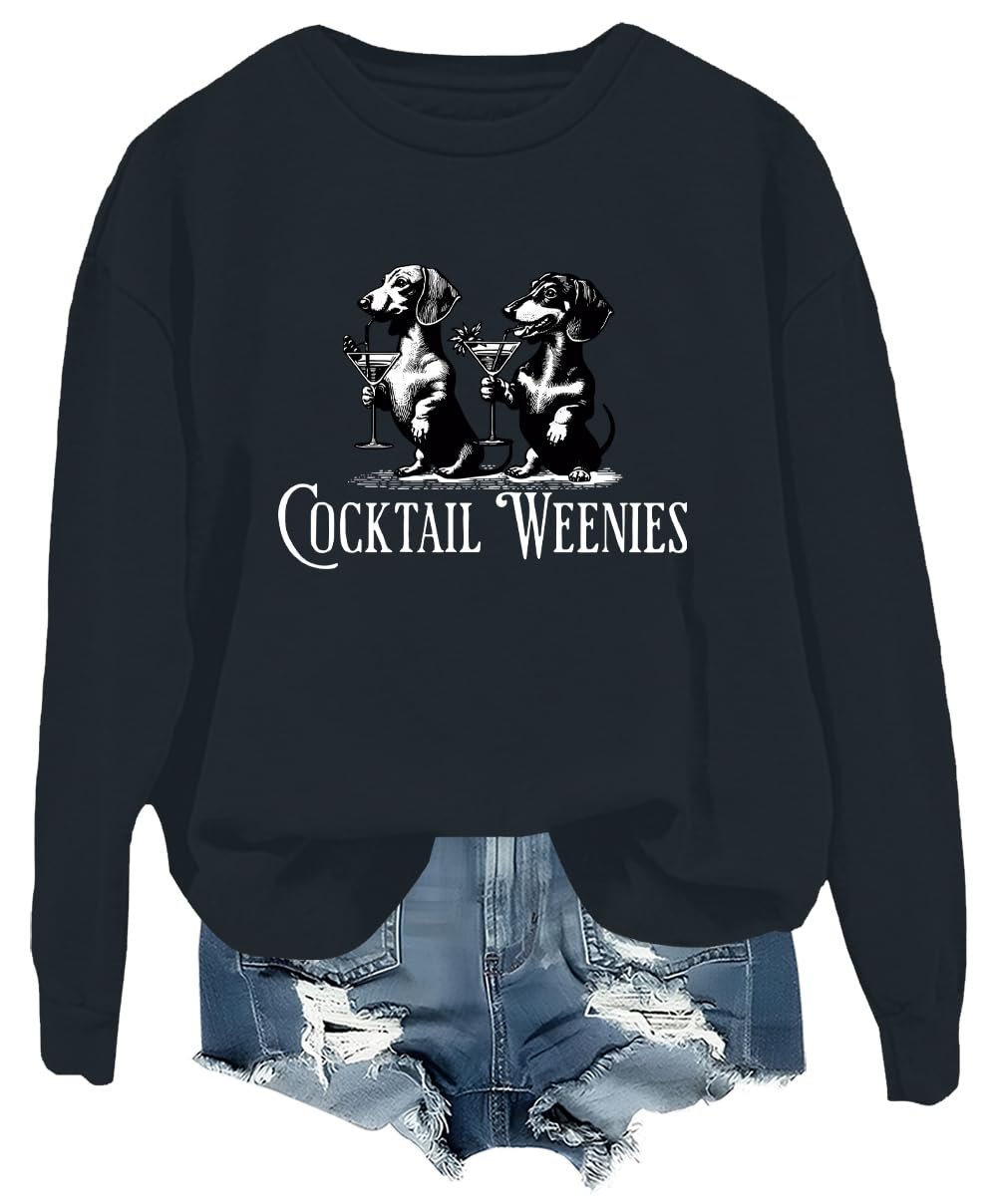 Коктейль Винис Такса Толстовка Коктейль Винис Такса Рубашка Унисекс с Длинными Рукавами, фото №1