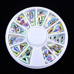 Украшения для ногтей Микс AB Rainbow Треугольник Ромб Диамант Плоский Черный 60 шт. - Фото 1