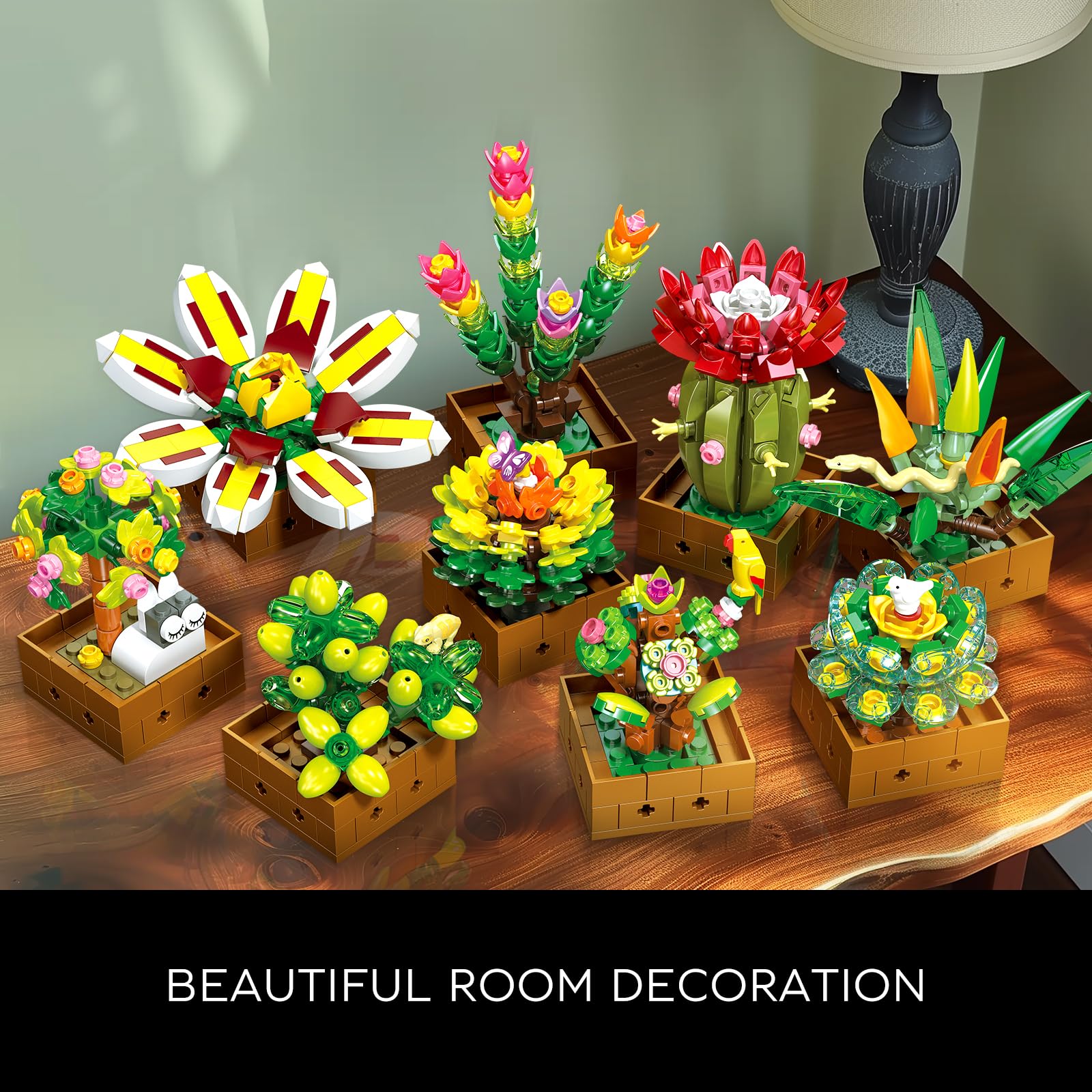 Конструктор CUBIMANA 9 Flowers Succulent Botanical Collection 951 деталей, фото №7