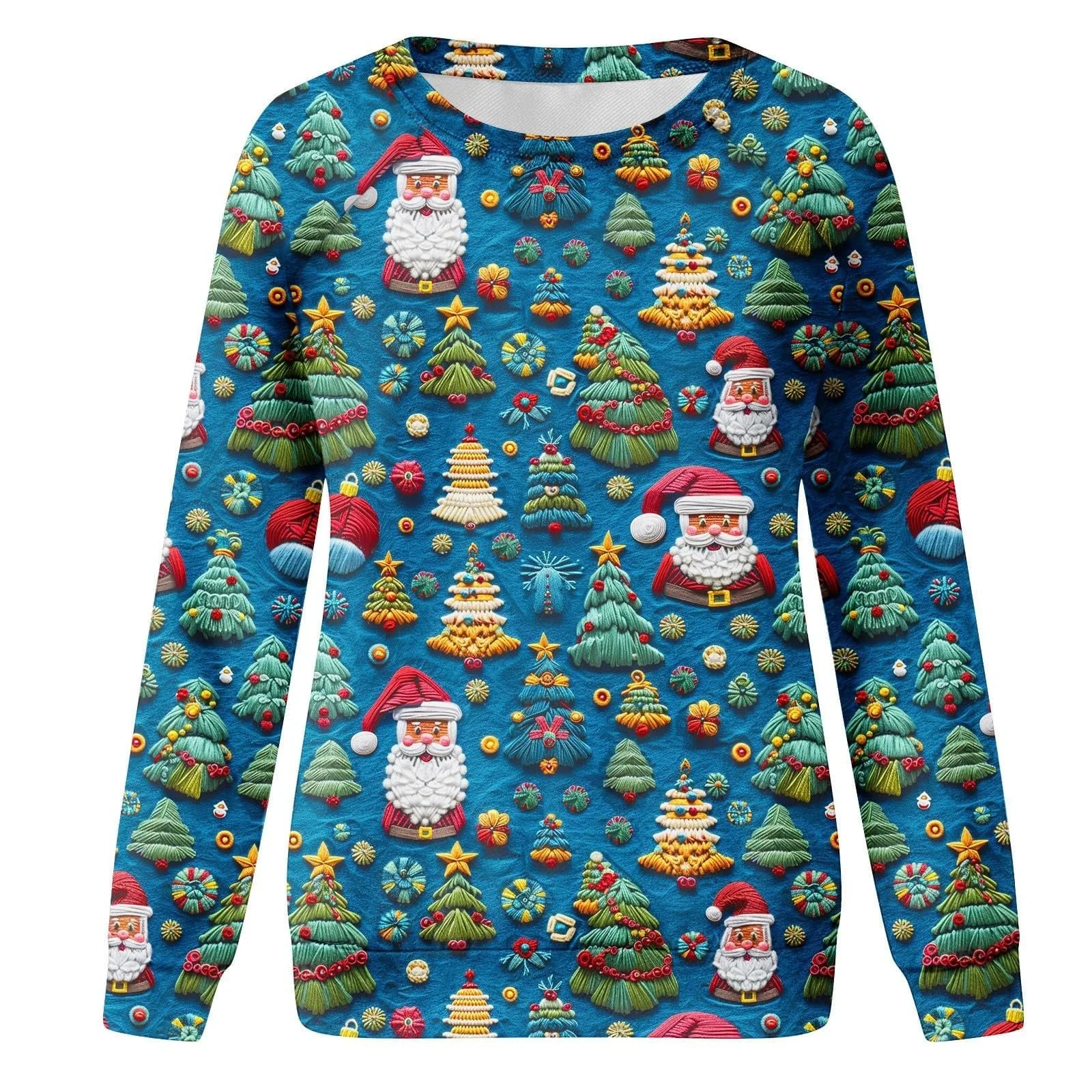 Рождественский Свитшот Женский с Длинными Рукавами и Круглым Вырезом Разноцветный с Принтом Снеговика, фото №4