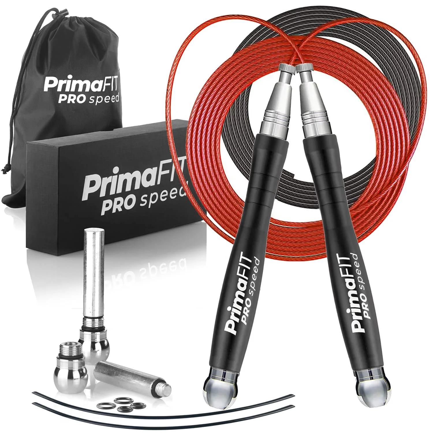 Скакалка швидкісна PrimaFIT Pro 3 м Регульована з обтяжувачами та сталевим тросом, фото №1