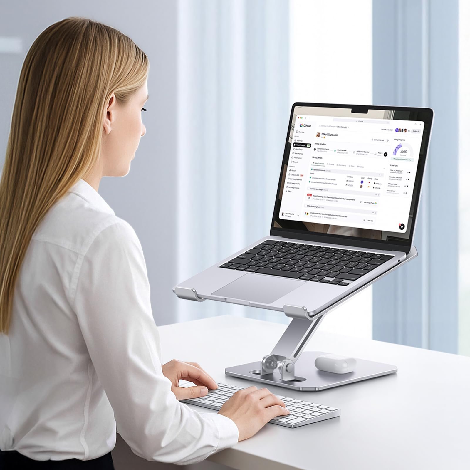 Підставка для ноутбука OMOTON Алюміній Регульована по висоті Сріблястий, фото №6