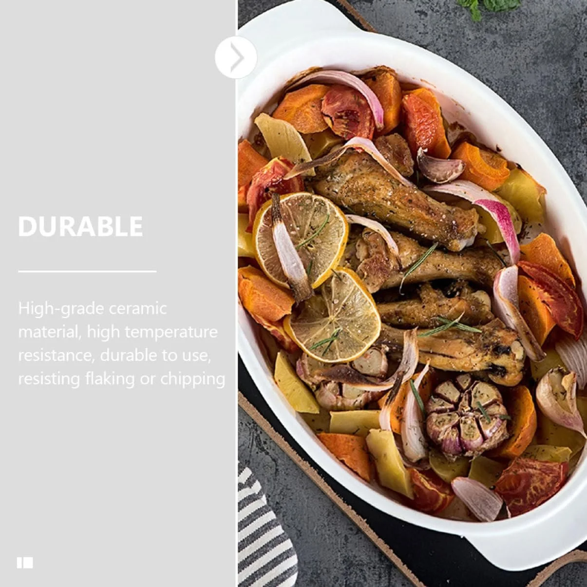 Форма для запекания SOIMISS керамическая овальная термостойкая с двойными ручками, фото №3