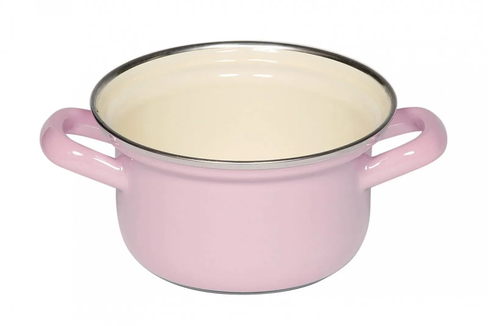 Кастрюля Riess Classic - Colourful/Pastel 0276-006 эмалированная с хромированным ободком 12 см 0,5 л розовая, фото №1