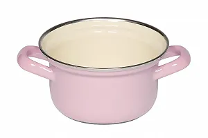 Кастрюля Riess Classic - Colourful/Pastel 0276-006 эмалированная с хромированным ободком 12 см 0,5 л розовая - Фото 1