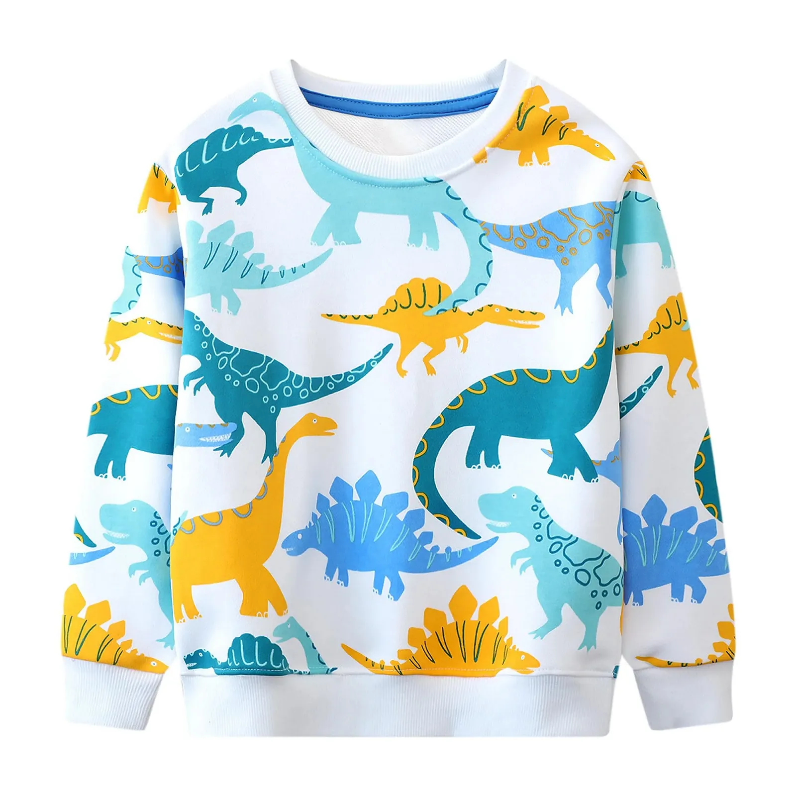 Свитшоты Baogaier Детские с длинным рукавом Хлопковая рубашка с динозавром Спортивная одежда с длинным рукавом для активного отдыха без капюшона Теплые зимние весенние осенние топы 2-7 лет Размер 92-122, фото №1